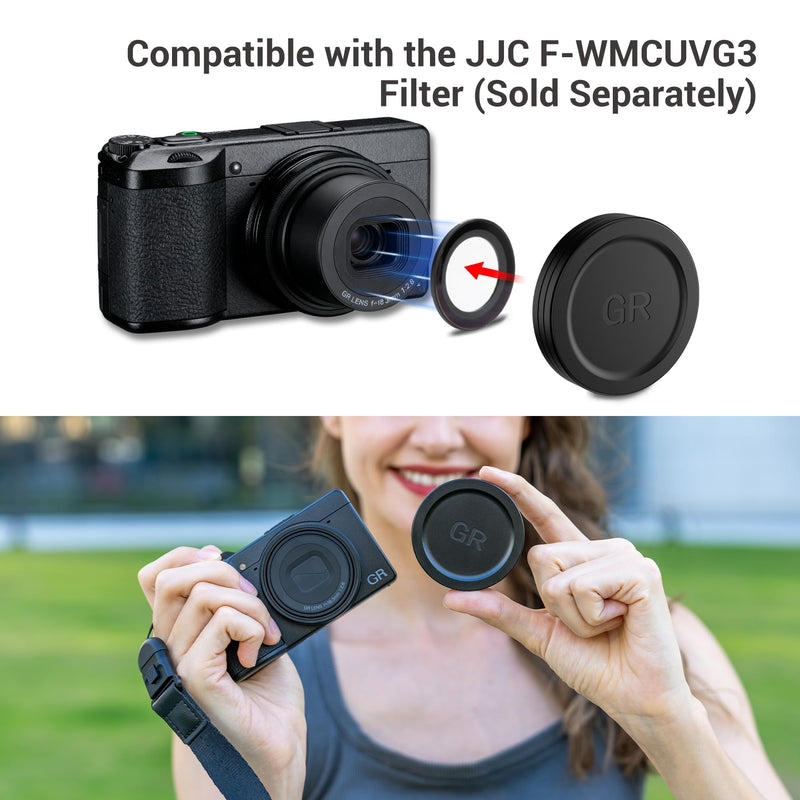 [AUSTRALIA] - JJC Camera Lens Cap for Ricoh GR IV GRIV GR4 GR IV HDF Monochrome with Soft EVA Interior, Aluminium Durable Lens Protector Cover for GR 4 Digital Camera Accessories, Anti-dust and Scratch-Resistant 