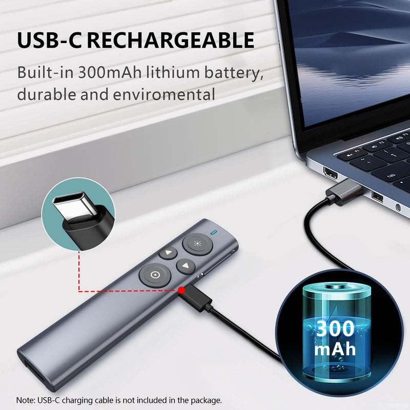 Norwii N95s Presentation Clicker with Digital Laser Pointer for TV Screen | Presentation Remote with spotlight and magnifier functions, work on any screen. Built-in 32GB flash on USB, comes with app Red - USB-A