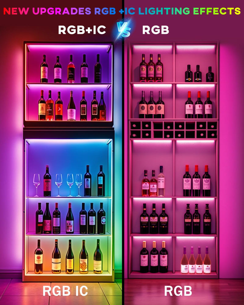 [AUSTRALIA] - LED Strip Lights 4 Pre-Cut RGB Led Light Strip With APP & Remote Control, Multi-color Music Sync Changing Strip Lights for Cabinets Shelf Closets TV Backlight Kitchen Bedroom, With Power Adapter 