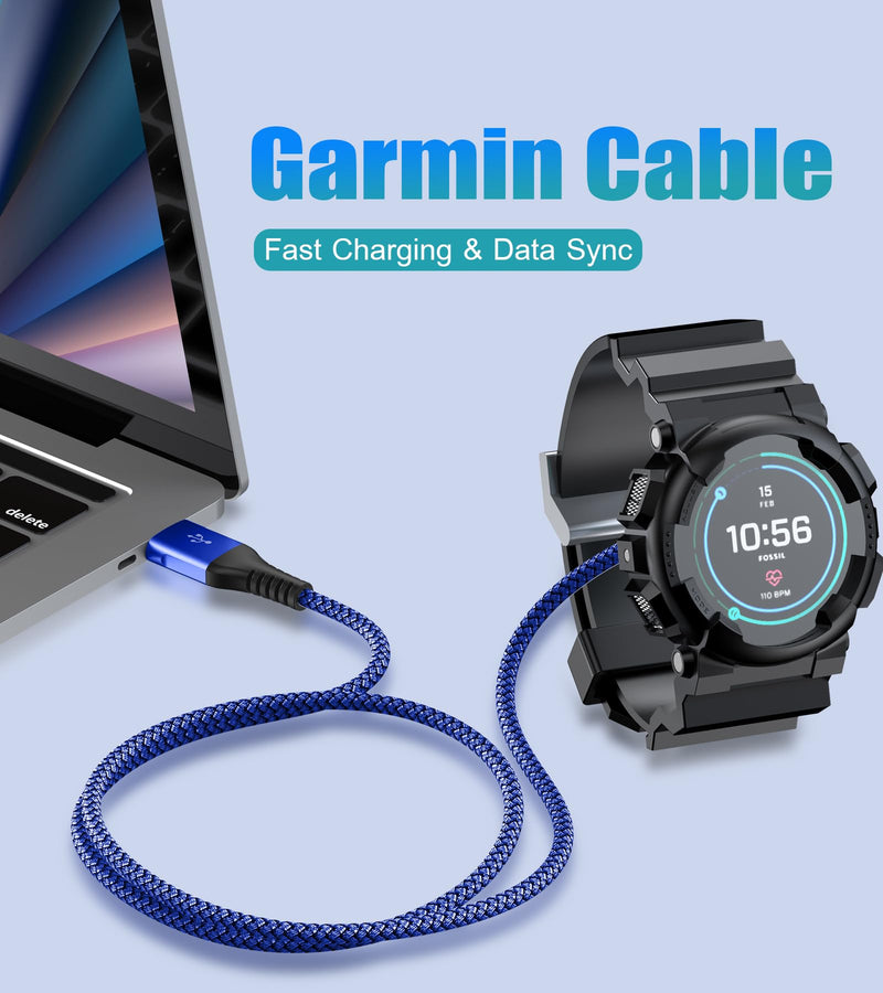 Garmin Watch Charging Cable 4ft Compatible with Garmin Fenix 5 5S 5X 6 6S 6X Plus Pro 7 7S 7X, Forerunner 945 45 45S 245 Music,Approach S10 S40 S60 G12 S12 S42,Vívoactive 3 4 4S,Venu 2 Blue