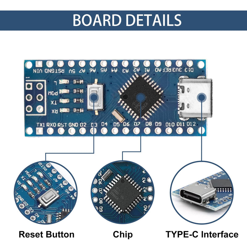 Nano Development Board with CH340 Chip Binghe Nano Development Board Chip CH340 Type-C Connector 5V 16M Compatible with Arduino IDE