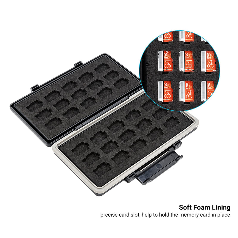 30 Slots Micro SD Card Case with Index Label, Water Resistant & Shockproof Micro SD Card Holder, Compact MicroSDHC/MicroSDXC/Micro SD Card Organizer Storage
