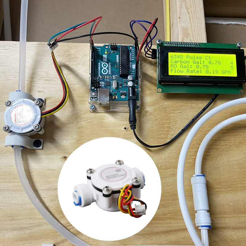 Youmile G1/4" Quick Connect Hall Effect Sensor Water Flow Sensor YF-S402B 0.3-10L/min Water Hall Effect Flow Sensor with Silicone Hose 6mm ID