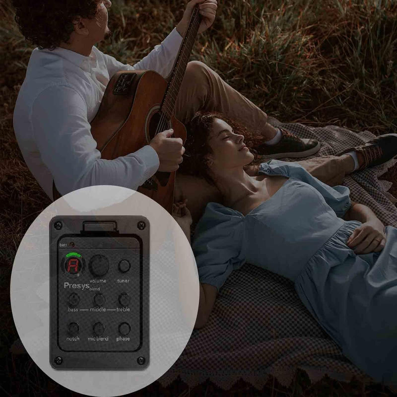 Yuehuam Acoustic Guitar EQ Equalizer Onboard Preamp Pickup Tuner Guitar Tool for Acoustic Guitar Musical Instrument EQ Equalizer Guitar Preamp