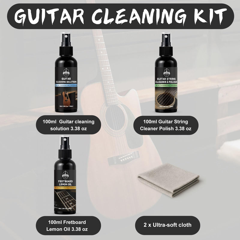 [AUSTRALIA] - Guitar Cleaning Kit, All-in-One Guitar Maintenance Kit for Guitar Cleaning and Maintenance, Ideal for Beginners and Professionals 