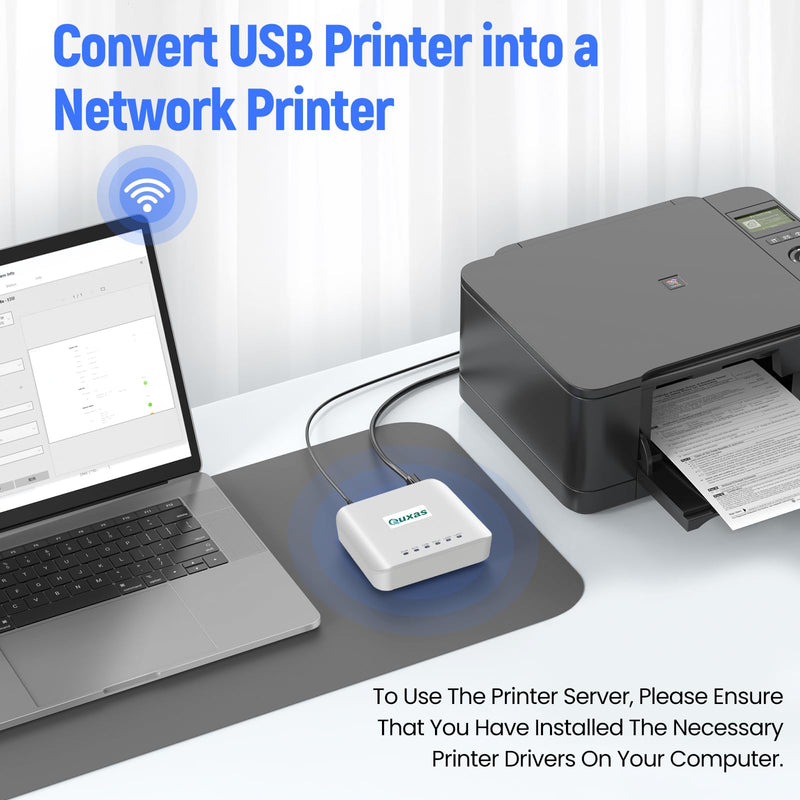 LP-N110W Wireless Print Server for USB Printer, Easy USB Sharing and Stable Network Printing Compatible with Windows, macOS, for Home Office White