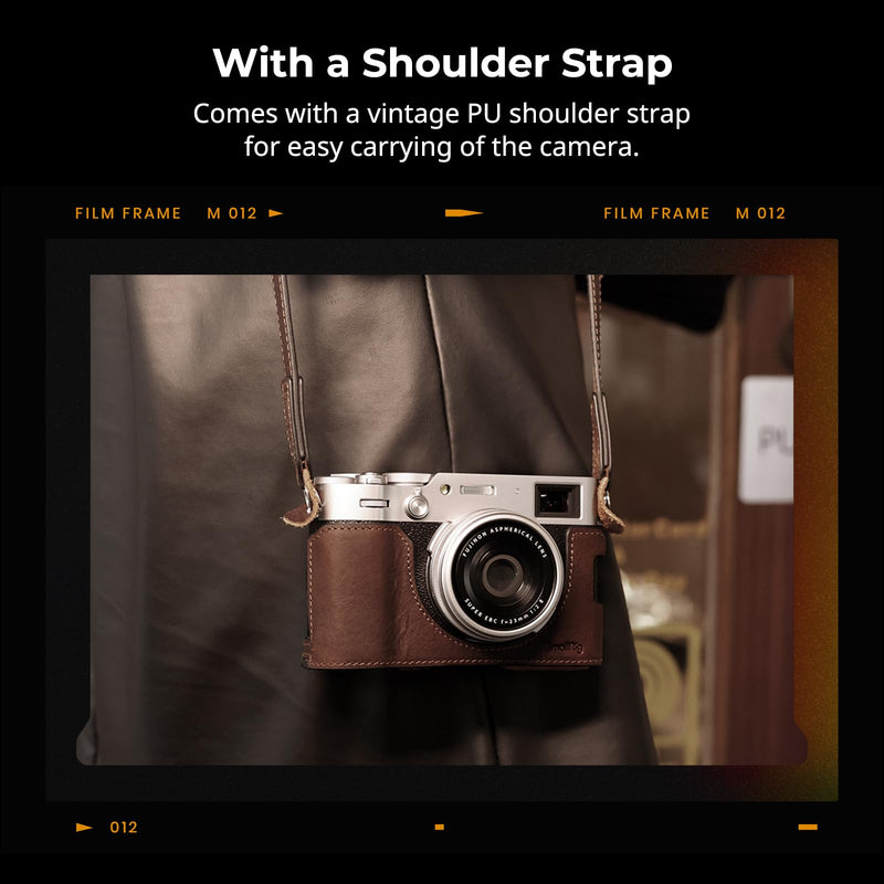 SMALLRIG X100VI Leather Case Kit for FUJIFILM X100VI, Including Leather Half Case, Flip Case Cover and Shoulder Strap, Genuine Leather Material, Portable and Protecting - 4558