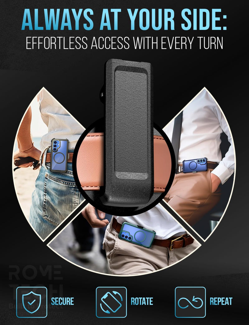 Designed for Samsung Galaxy S26 Case with Belt Clip Holster | Protective Cover with Strong Magnet Compatible with Magsafe - Blue