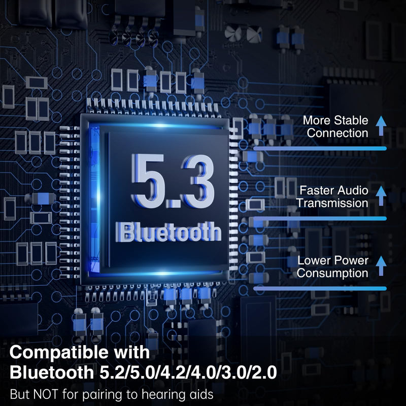[AUSTRALIA] - [Upgraded] 1Mii Bluetooth 5.3 Transmitter for TV to 2 Wireless Headphones/Speakers, 100ft Long Range Bluetooth Adapter for TV w/Volume Control, Optical/USB/AUX/RCA Audio Inputs, aptX Adaptive & HD 