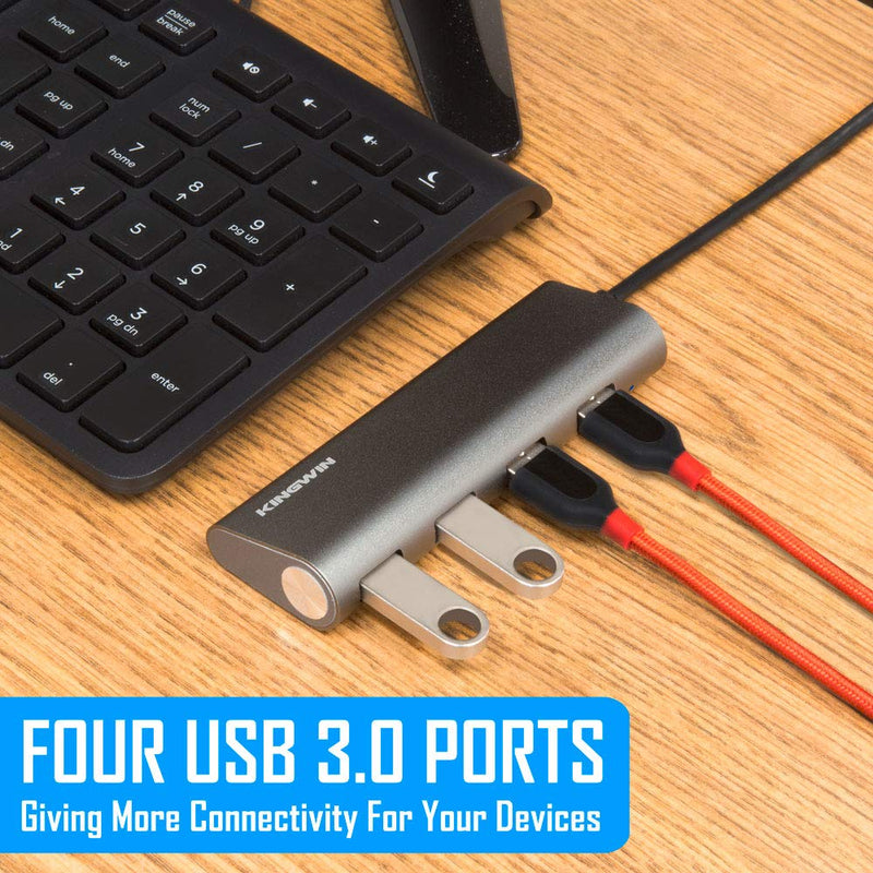 USB Hub 4-Port (5Gps) Transfer Speed Kingwin Data Hub for Flash Drive & Card Reader on MacBook Pro, Mac Computer, Mini Computer, Mac Pro, and more 4 PORT USB 3.0