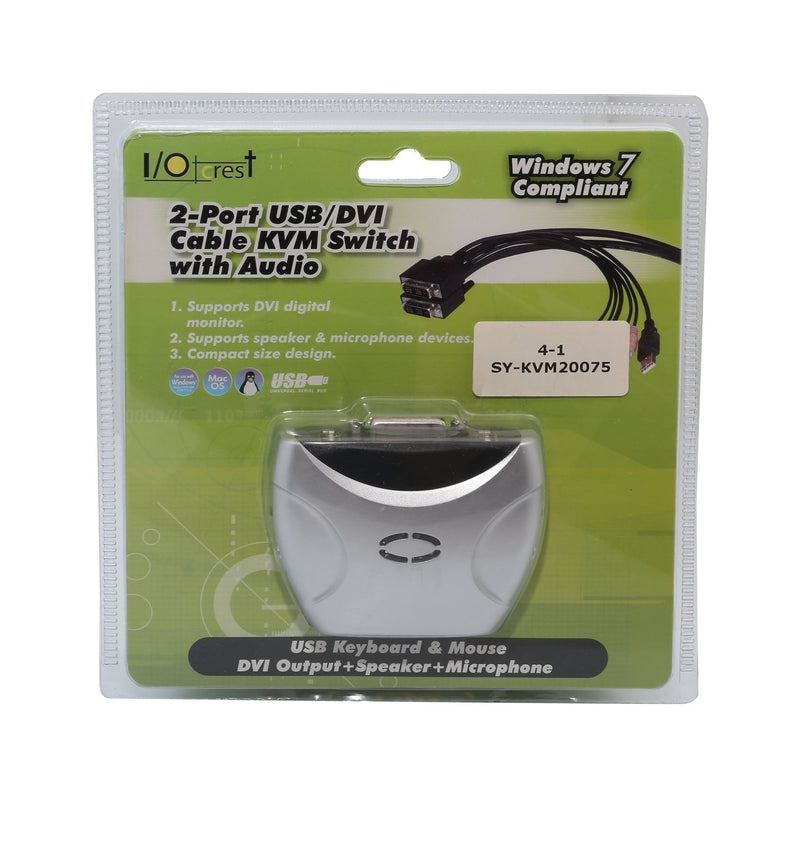 2 Port KVM Switch 1920 X 1200 - DVI W/ Audio and USB 2.0 Hub – Display/ Screen KVM Switch - DVI 3.9 ft Cables 2 Port DVI + USB 2.0 with Audio / Mic