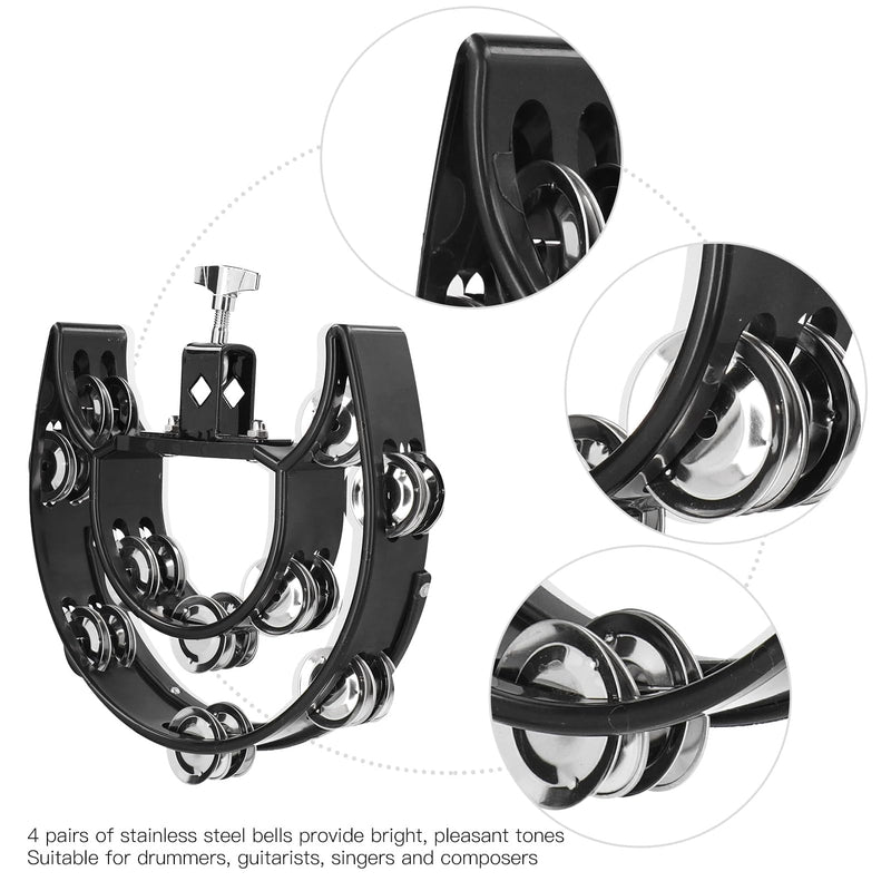 VGEBY Drum Set Hi Hat, Hi Hat Tambourine Drum Set Multifunctional Hand Bell Rattle Loose Double Row Bells Tambourine for for Mounted