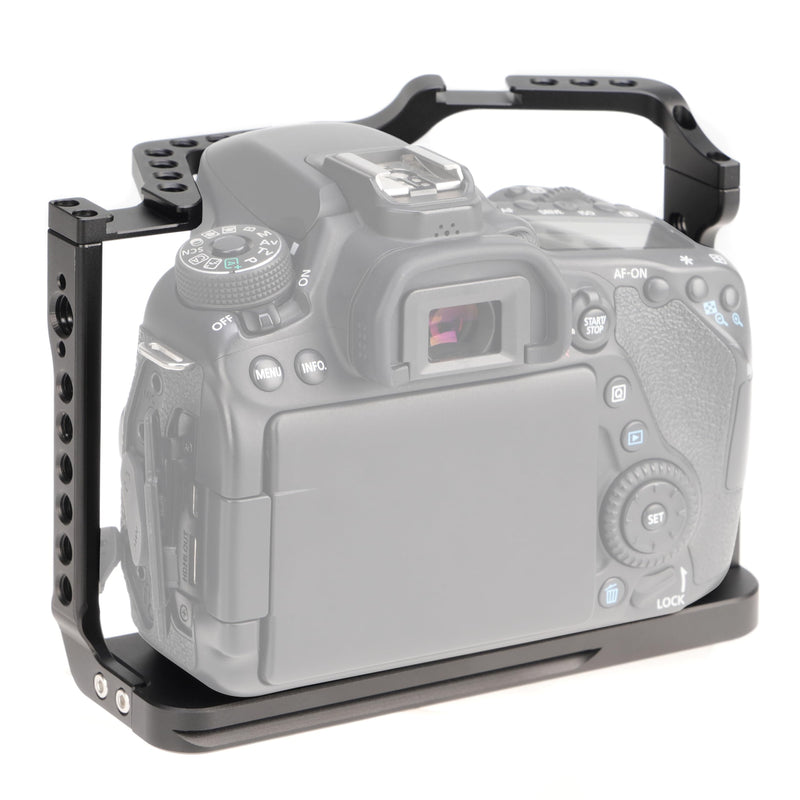 Camera Video Cage for Canon EOS 90D 80D 70D DSLR Camera | Full Rig with Dual Cold Shoe, Quick Release Plate for for Arca-Swiss Tripod, ARRI 3/8"-16 & 1/4"-20 Threads