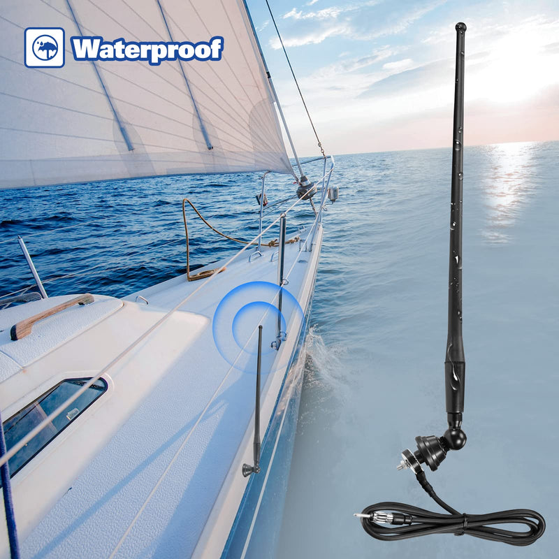 Eightwood Marine Boat Radio Antenna 16 Inch Rubber Duck Flexible Mast FM AM Stereo Antennae for Boat Car RV Motorhome ATV UTV Tractor Motorcycle Yacht 16in radio antenna