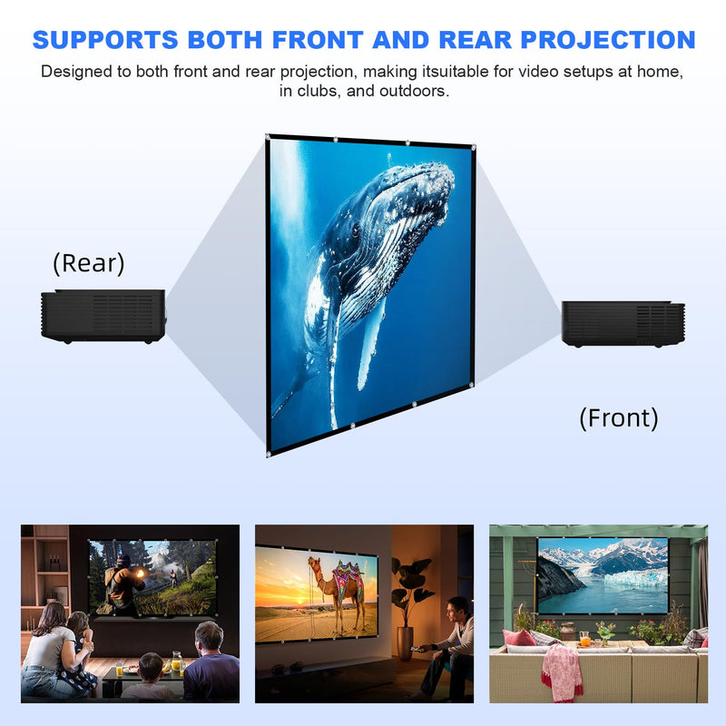 [AUSTRALIA] - Projector Screen, DUYIKJ 84 inch Foldable Portable Rear Front Projector Screen Indoor Outdoor 4K 16:9 HD Double Sided Projection Movies Screen for Camping Party,Backyard Home Theater 84INCH -16:9 