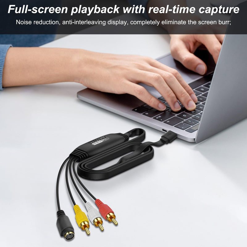 [AUSTRALIA] - XMSJSIY USB 2.0 Audio Video Capture Card S Video RCA to USB Digital Grabber Recorder CVBS VHS VCR to Digital Converter for DVD Player,Laptop,PC,Tape Recording -1.2M/3.9FT (S-Video+3 RCA Male to USB) S-video+3 RCA Male to USB 