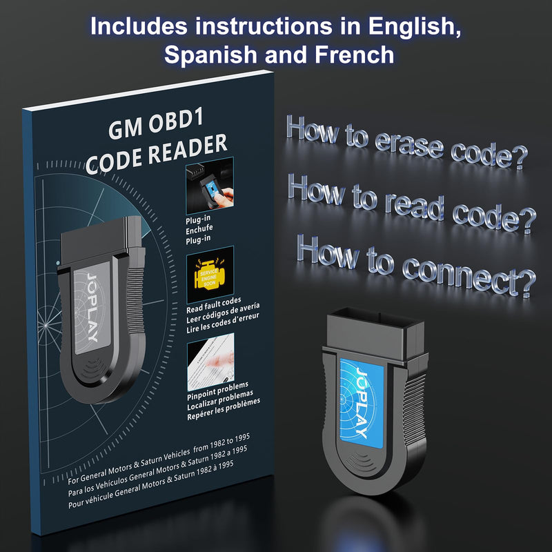[AUSTRALIA] - JOPLAY OBD1 Scanner and Code Reader ONLY Compatible with GM 1982-1995 Vehicles, ECM ABS Diagnostic Scan Tool with Instructions in English, Spanish, and French (Blue) Blue 