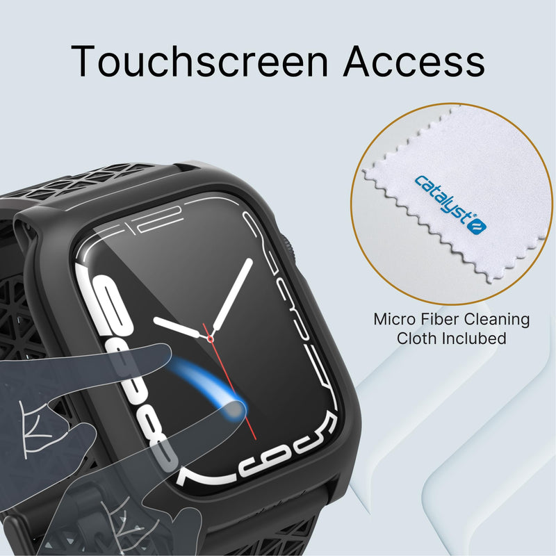 Catalyst Active Defense Case Designed for Apple Watch Series 9/8/7 45 mm, Drop Proof 10ft, Shock & Scratch-Resistant, Sport Band, Breathable, Rugged (Stealth Black)