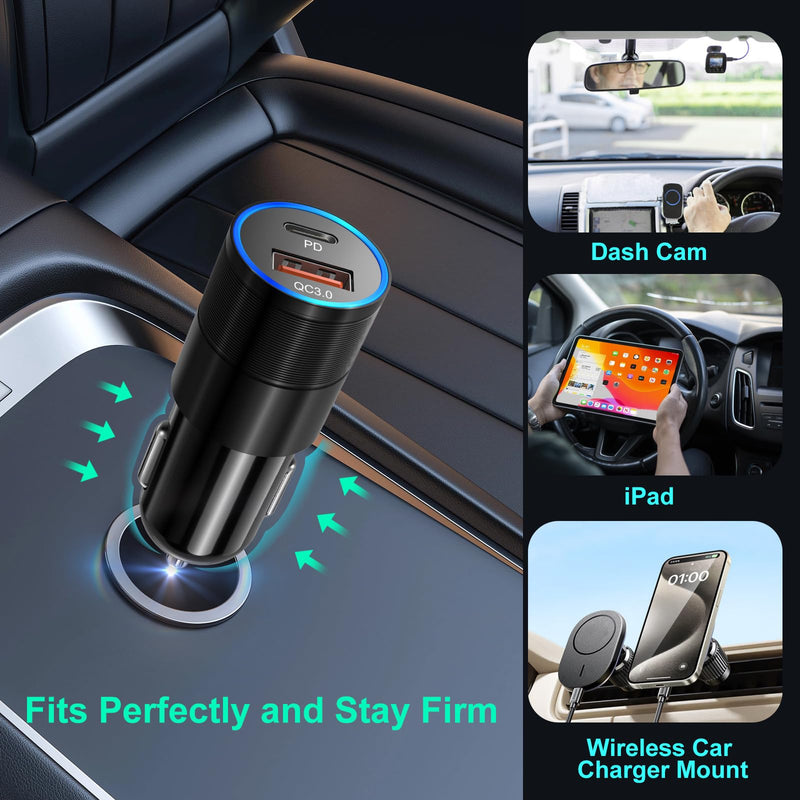 USB C Car Charger 10 Pack Dual 12V USB C & USB Car Charger Apdater Fast Charge PD&QC 3.0 Cigarette Lighter Plug