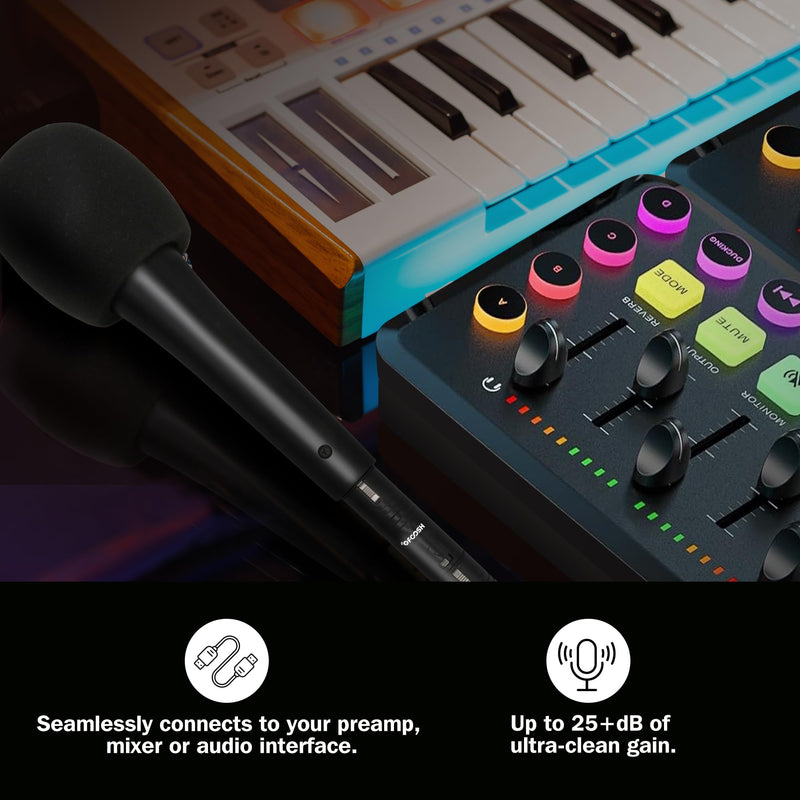 Microphone Preamp Audio Booster, Professional Mic Booster Activator Preamplifier Compatible with Dynamic and Passive Ribbon Microphones