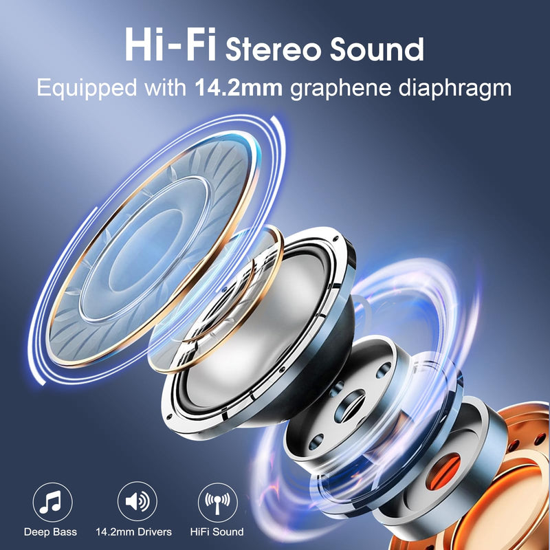 Aptkdoe 2 Sets Wireless Earbuds Sport, Bluetooth 5.4 Over Ear Buds Stereo Deep Bass Over Ear Bud with Earhooks, 75H Wireless Earphones with Mic, IPX7 Waterproof Earphone for Sports Black+Purple