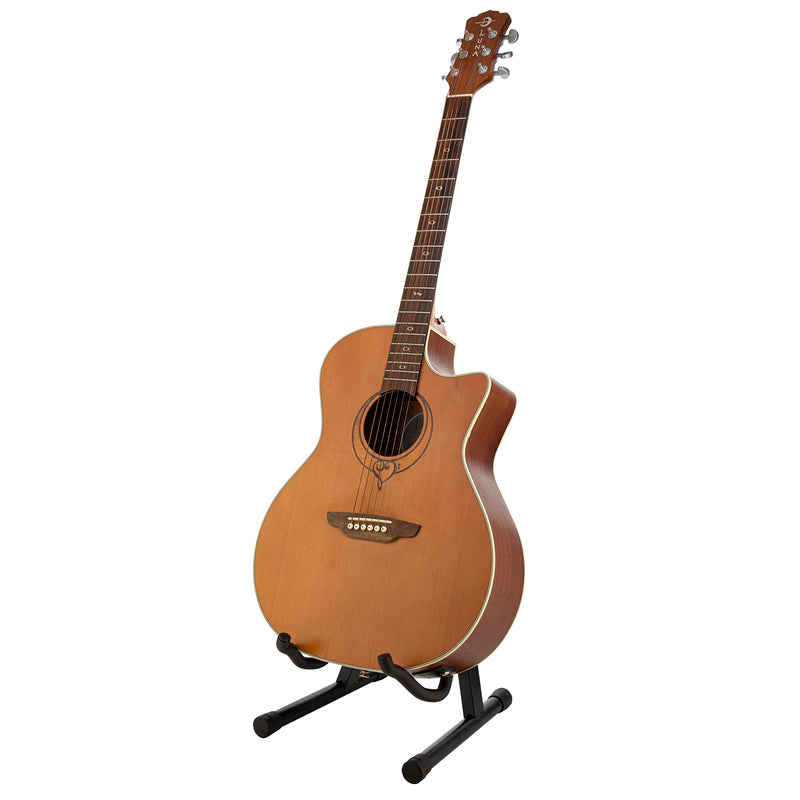 Foldable Guitar Stand - Professional Quality, A-Frame, Universal Fit, Portable Stand for Acoustic, Electric Guitar, Bass, and More - Lightweight and Sturdy Design, Non-Slip Rubber Feet