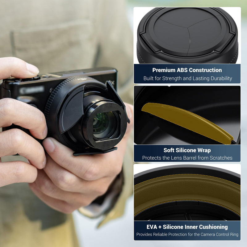[AUSTRALIA] - JJC Auto Open and Close Lens Cap Cover for Canon PowerShot SX740 HS Digital Camera, Canon SX740 HS Camera Lens Protector Vlog Accessories, No Vignetting 