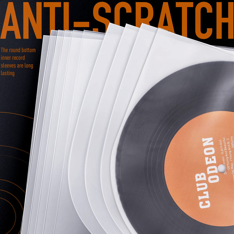 [AUSTRALIA] - Facmogu 100 Pieces 7 Inch Round Bottom Vinyl Record Sleeves, U shaped Record Sleeves Interior Disc Cover for 45 RPM Records Collections, Crystal Clear Vinyl Covers for Protect LP Albums from Scratches 
