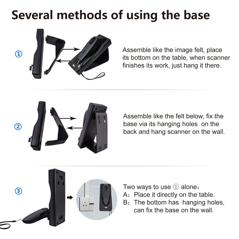 2D Bluetooth Barcode Scanner with Charging Base Dual 2.4G Wireless + Bluetooth 1D 2D Barcode Scanner QR PDF417 Data Matrix UPC Rechargeable Bar Code Scanner for Laptops/PC/Android/Apple iOS