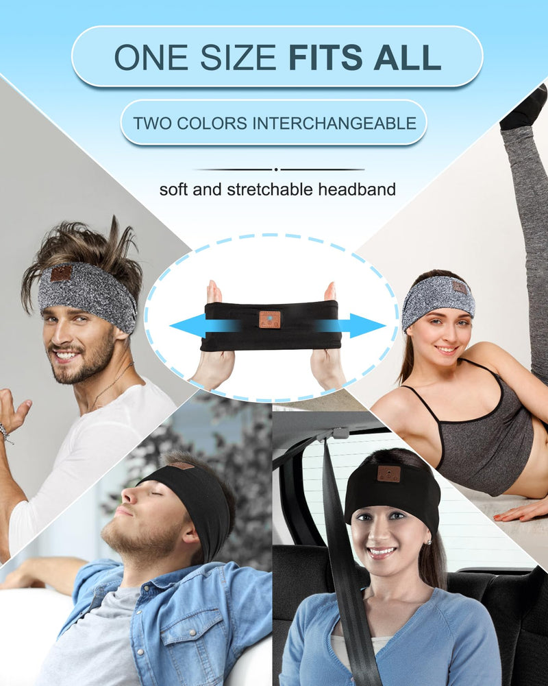 [AUSTRALIA] - 2-Pack Headband Headphones, Sleeping Headphones with Ultra-Thin HD Stereo Speaker, Bluetooth Headband Wireless for Sports, Workouts, Insomnia, Yoga, Air Travel, Meditation 