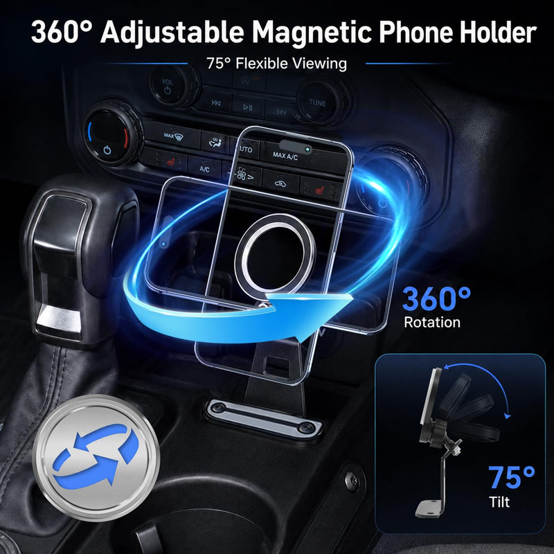 Magnetic Phone Mount Compatible with Ford Bronco 2021-2026 | 360° Adjustable Magnetic Phone Holder, with Magnetic Ring, Fit for Any Mobile Phone