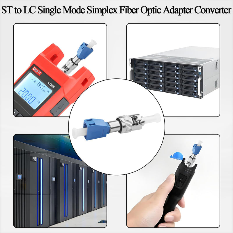 QIANRENON ST Male to LC Female Hybrid Fiber Optic Converter SM 9/125μm ST/UPC Male to LC/UPC Female Single Mode Fiber Optic Adapter Coupler for Red Light Pen Optical Power Meter Patch Cord Pigtail