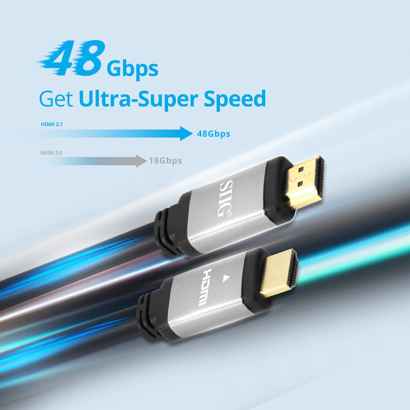 SIIG 8K60Hz Ultra High Speed HDMI Cable, 16ft, CB-H21111-S1 | Carry 8K60Hz HDMI video at 48Gbps over 16ft; HDR and eARC support gaming and AV displays. 16 FT