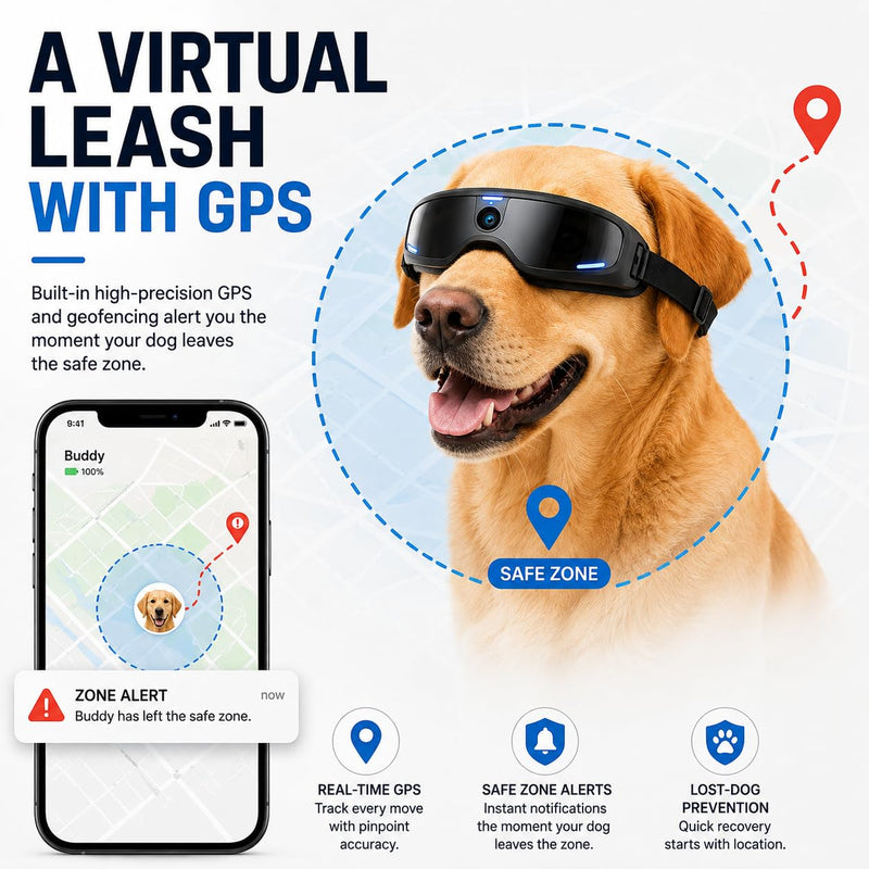 Smart Glasses for Pet, Bluetooth Audio Glasses with Open Ear Speakers, IP65 Waterproof, Lightweight Glasses, Travel Office Driving