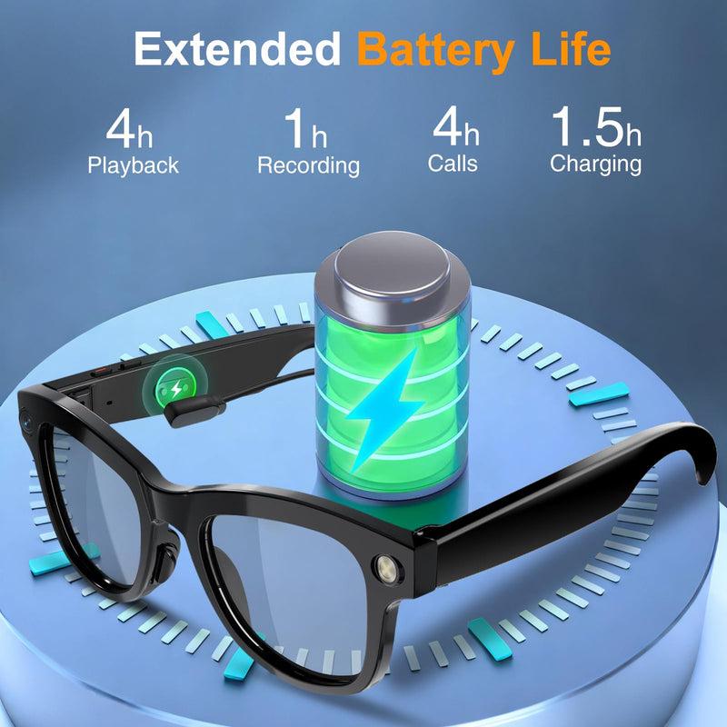 AI Smart Glasses with Camera and Video Recording for Travel & Work | 8MP HD Camera & Video Recording Glasses,146 Languages Real-Time Translation,AI Voice Assistant & Music , Object Recognition