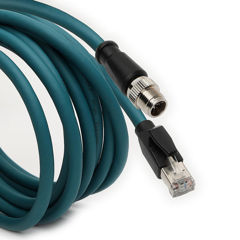 M12 X-Coded 8 Pin to RJ45 10Gb Gigabit Ethernet Interface Cat 7e Shielded Cable for Keyence SR-750 SR-650 Code Reader Barcode Scanner 3D Cognex Cameras (5M) 5M Straight X-code