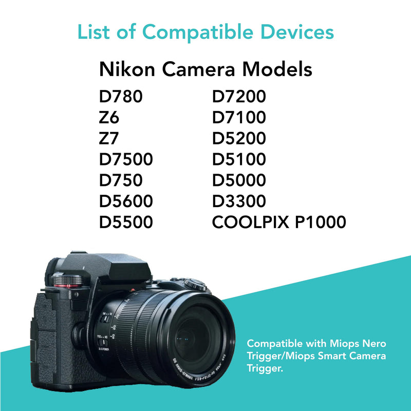 [AUSTRALIA] - Foto&Tech 2.5mm N3 Remote Control Shutter Release Cable Cord Compatible with Miops Trigger & Nikon Z8 Z6 III D780 Z6 Z7 D7500 D750 D5600 D5500 D7200 D7100 D5200 D5100 D5000 D3300, COOLPIX P1000 