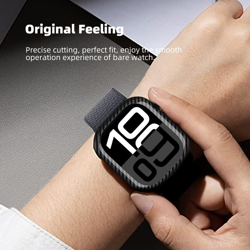 MONOCARBON Real 3K Carbon Fiber Case for 46 mm Apple Watch Series 10,Ultra Thin & Ultra Light Wrap-Around Hard Cover for 2024 New 46mm iwatch From Daily Scratches/Wear/Drop Twill Glossy Black
