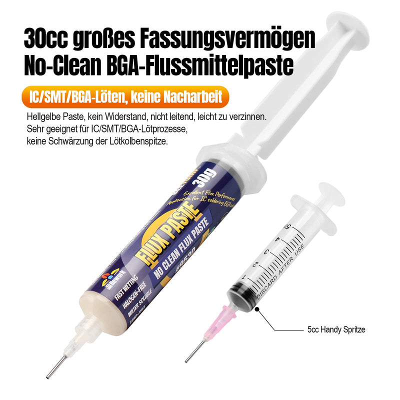 BEEYUIHF Soldering Paste Flux, 30 ml Lead-Free Syringe Solder Flux Paste, No Clean Rosin Soldering Flux for SMD BGA LED PCB Electronics Soldering (1.62oz/46g)