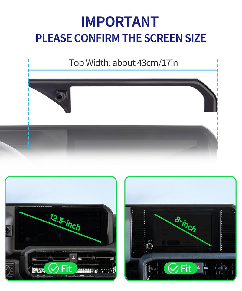 Auto Clamp Car Phone Holder for Toyota Land Cruiser/Prado 2024-2026 | 8/12.3" Screen Universal Mechanical Clip Cell phone Mount Accessories Fit iPhone Android, Automobile GPS Dashboard Cradle