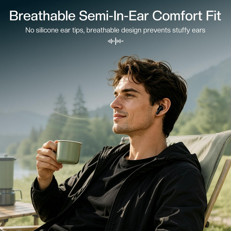 Black Long Battery Life Wireless Earbuds Budget for iPhone Android | Stereo Bass,Semi In Ear Budget Wireless Bluetooth Earbuds Long Battery Life Ear Buds Elegant Cheap Wireless Bluetooth Earbuds Black