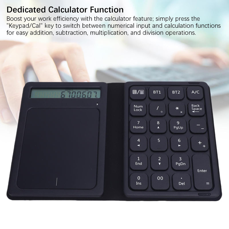 Focket 23 Keys Numeric Keypad, Wireless Number Pad with Touchpad Calculator 3 in 1 Foldable Ultra Thin Design PU Leather Case for Laptop Tablet PC OS X