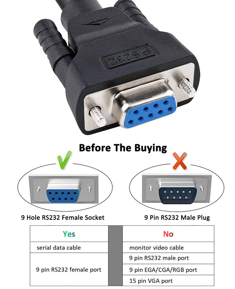 [AUSTRALIA] - DTech DB9 RS232 Serial Cable Female to Female Null Modem Cord Full Handshaking 7 Wire Crossover for Data Communication (1.5 Feet, Black) 1.5ft 