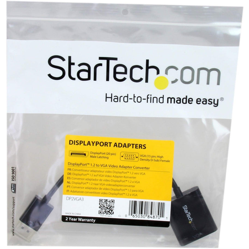 StarTech.com DisplayPort to VGA Adapter - Active DP to VGA Converter - 1080p Video - DP/DP++ Source to VGA Monitor Cable Adapter - DP to VGA Adapter Dongle Digital to Analog - DP 1.2 to VGA (DP2VGA3) 1 Pack