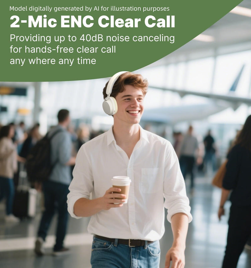 Hmusic MS04 Bluetooth Headphones Active Noise Cancelling Over Ear Headphone | 4-Mic Hybrid -40dB ANC Bluetooth Headset, 2-ENC Mic, 80H Playtime, 3.5mm Aux Cable|Travel Case|Foldable Wireless Headphones