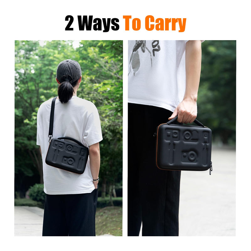 Cwatcun Action Camera Carrying Case for GoPro Hero/DJI Osmo Pocket 3/Action, Waterproof Carrying Case Shoulder Bag, Travel Case for Most Action Camera and Accessories Black Medium