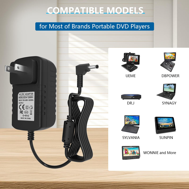 [AUSTRALIA] - AC/DC 12V Wall Charger DC 9-12V Cord for Portable DVD Player Compatible with UEME/HDJUNTUNKOR/DBPOWER, 4.0 * 1.7mm Plug Power Adapter 