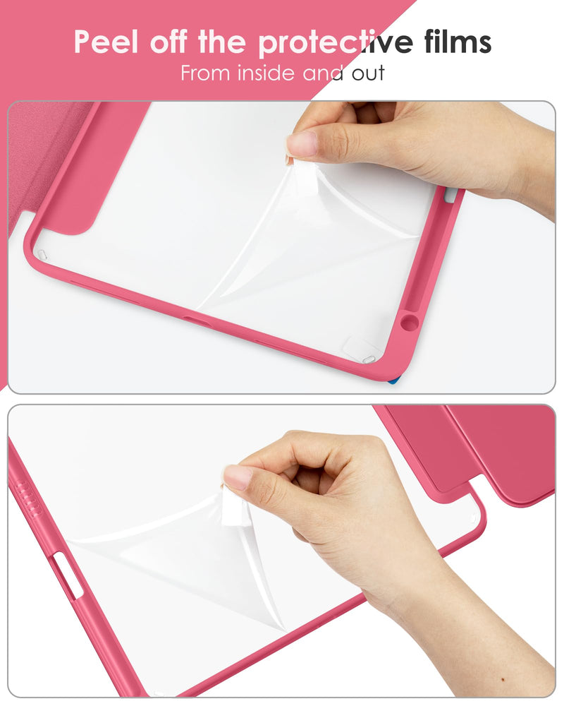 DTTOCASE for iPad 10th Generation Case 2022, 10.9 Inch Case with Clear Transparent Back and TPU Shockproof Frame Cover [Built-in Pencil Holder, Support Auto Sleep/Wake] -Watermelon Watermelon