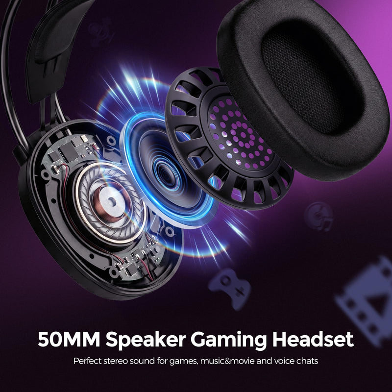 [AUSTRALIA] - AOC Wired Gaming Headset with Mic, USB Gaming Headphone with Stereo Sound for PC/Laptop/PS4/PS5, 50mm Drivers RGB Corded Headphones for Game/Work/Music, ACG2500 