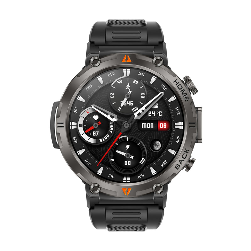 Military Smart Watches for Men Built-in GPS LED Flashlight Smartwatch | Rugged Tactical Smart Watch 3ATM Waterproof Compass Calls 530mAh Battery Fitness Tracker with HR/Sleep Monitor iOS Android KE3P Black